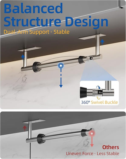 RUACQ Paper Towel Holder Under Cabinet, One Hand Tearing Paper Towel Holder with Damping Effect, Wall Mount & Adhesive Stainless Steel Paper Roll Holder for Kitchen Bathroom (Brushed Nickel)
