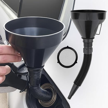 6 Pcs Automotive Oil Funnel Set – Wide Mouth Fuel Funnels with Long Neck, Flexible Spout & Removable Filter – for Gasoline, Coolant, Water, Engine Oil - Image 7