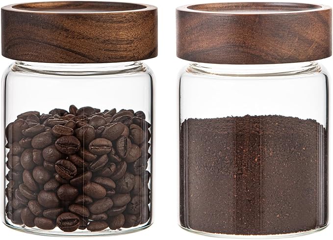 10 oz Small Glass Jars with Top Screw Lid Round Herb Coffee Bean Ground Storage Canister Clear Glass Food Container for Pantry Sugar Tea Coffee Bean Spice Nuts Cookies Bath Salts (2×300ml(10oz)) - Image 7