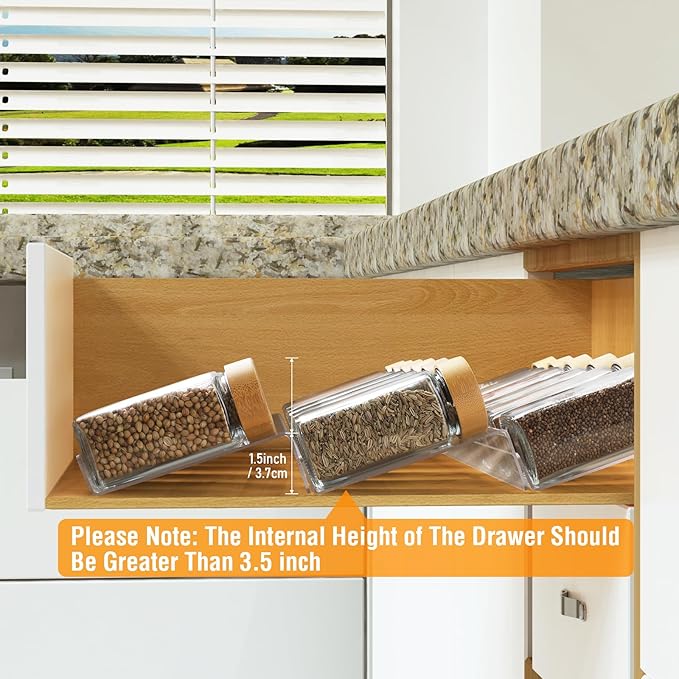 Suneerplay Spice Drawer Organizer 8 Tier, Acrylic Seasoning Organizer Rack, Clear Spice Rack Tray, Kitchen Seasoning Jars Drawers Insert (Jars Not Included/Expandable From 13" to 26") - Image 4