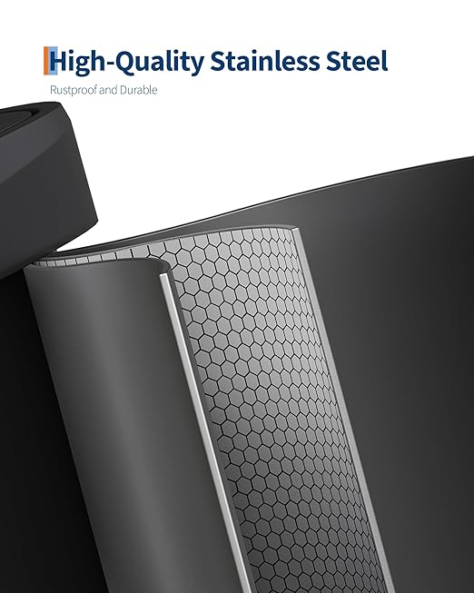 Garvee 16 gal / 60 L Metal Trash Can with Lid, Large Garbage Can for Kitchen, Rustproof Step-on Kitchen Metal Trash Bin with Liner Rim, Rear Handle, Soft Close Plastic Lid, Black - Image 3
