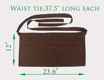 Resist water 3 big Pockets Waist Server Apron Kitchen Restaurant Unisex Half Aprons - Image 2