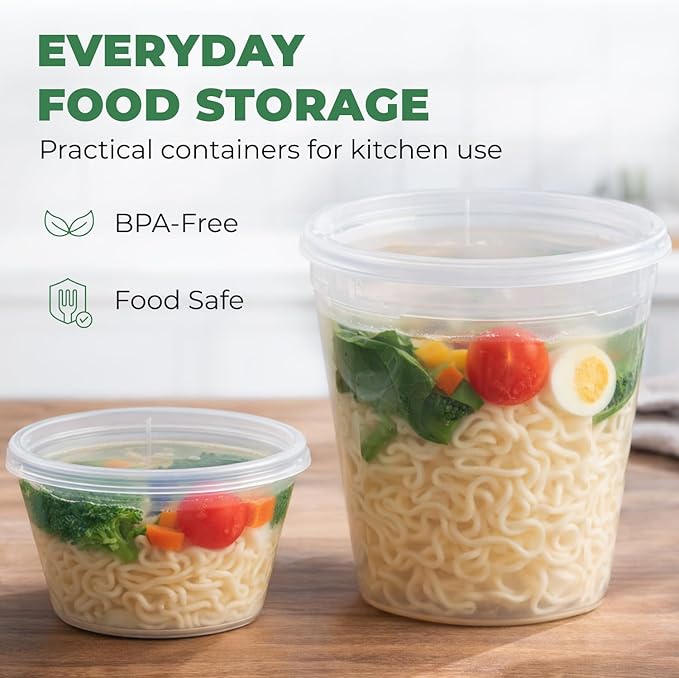 EconoHome Clear Deli Containers with Lids - 240-Pack, 32oz Plastic Containers with Lids for Food Storage, Meal Prep, Leftover, Restaurant Business, Takeout - Fridge, Microwave & Freezer-Safe - Image 2