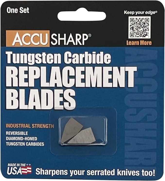 AccuSharp Knife Sharpener Blades, Tungsten Carbide Replacement Blades, 2 Pieces Reversible Replacement Blades, Industrial Sharpener Accessories