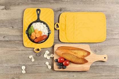 Oven Pot Holder with Pocket Cotton Heat Resistant Coaster Potholder Kitchen Hot Pad Oven Mitts for Cooking Square 7"x9"Set of 5 (Yellow) - Image 4