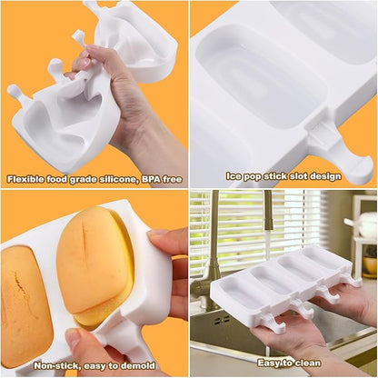 Juome Cake Pop Mold Kit, 8 Cavities Small Cakesicle Molds Silicone with 100 Wooden Sticks & 100 Packaging Bags with Ties, Cake Pop Maker Supplies Accessories, Baking Tools for Home Baking Desserts - Image 7