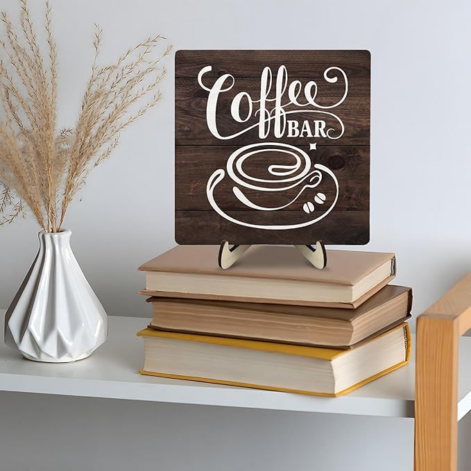 Vintage Coffee Bar Decor Sign,Rustic Wooden Plaque for Java Station, Kitchen,Cafe or Tea Corner,Funny Jave Gift for Coffee Lovers 5.9x5.9inch - Image 8