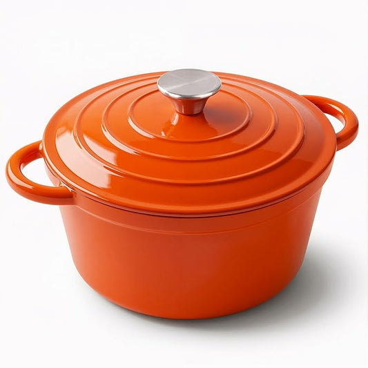 Miereirl 4.5 Quart Enameled Dutch Oven Pot with Lid, Cast Iron Dutch Oven with Dual Handles for Bread Baking, Cooking, Non-stick Enamel Coated Cookware (Orange) by Miereirl