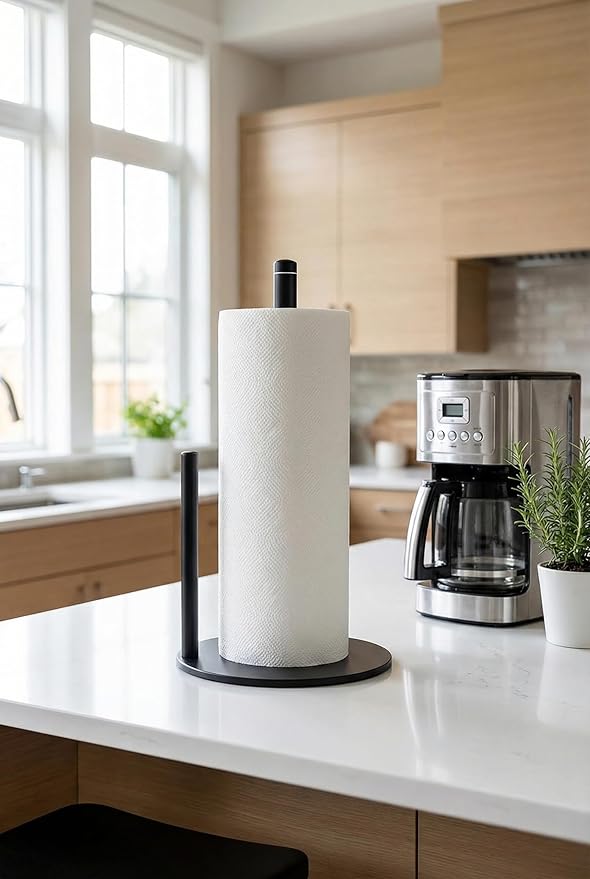 Paper Towel Holder,Stainless Steel Paper Towel Holder Countertop for Kitchen，Black - Image 6