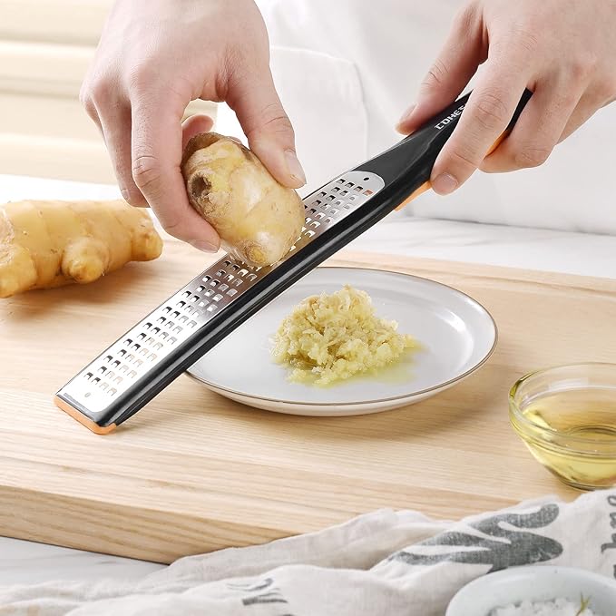Cohesion Etched Zester & Grater Set of 2 - Kitchen Zester Tool for Lemon, Cheese, Garlic, Ginger, Nutmeg, Chocolate, Fruits, Vegetables - Sharp Premium Stainless Steel Blade with Protective Cover - Image 5