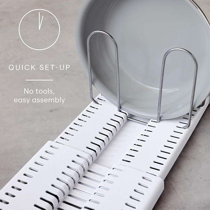 YouCopia StoreMore Expandable Pan and Lid Rack with Steel Wires, 12.5"-22" Wide Adjustable Pan Organizer for Kitchen Cabinet Storage, Premium Edition - Image 4