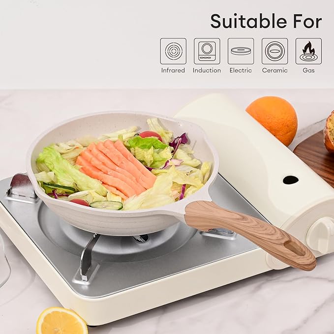 JEETEE 11 Inch Nonstick Frying Pan, Stone Coating Cookware, Nonstick Omelette Pan with Heat-Resistant Handle, Induction Skillet for Eggs - Image 6