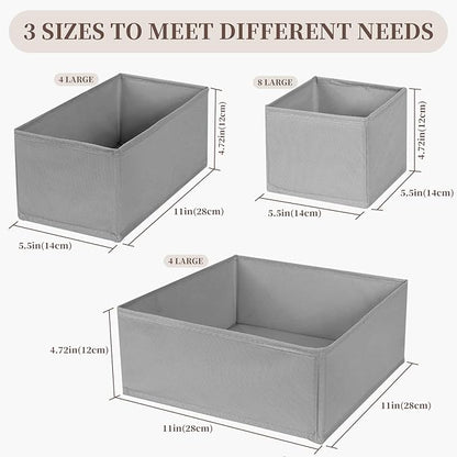 Drawer Organizer Clothes, 16 Pack Dresser Organizer Bins, Foldable Closet Organizers and Storage Fabric Dresser Bins, Shallow Drawer Dividers for Clothing, Underwears, Socks, Tie