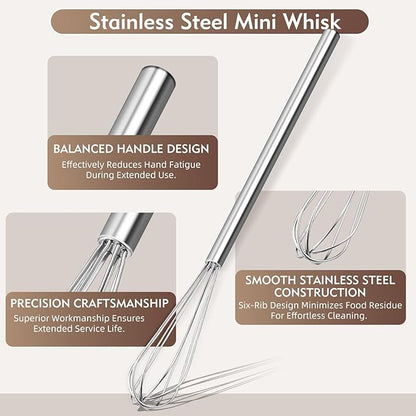 10 Inch Mini Whisk, 304 Anti-Rust Stainless Steel Small Whisks for Cooking, Baking, Mixing Ingredients & Deep Containers (1 Piece) - Image 4