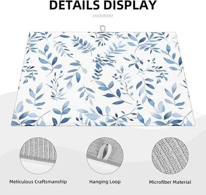 Blue Flower Dish Drying Mat For Kitchen Counter Absorbent Large Kitchen Fast Dry Pad Reusable Washable Protector Rack Large Mat 18 X 24
