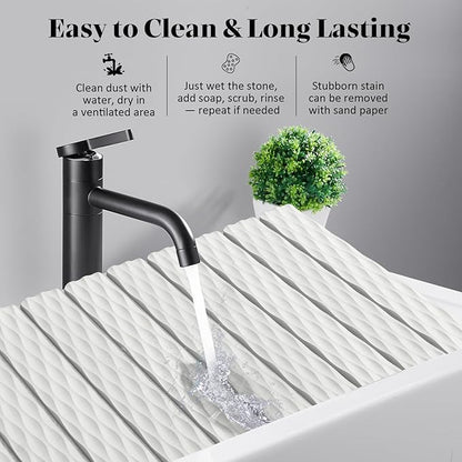 Stone Dish Drying Mats for Kitchen Counter, 24"(L)×16"(W) Wave - Pattern, Fast Drying Collapsible Dish Drying Mat, Eco-Friendly Absorbent Diatomaceous Earth Mats for Match Any Countertop - Image 5