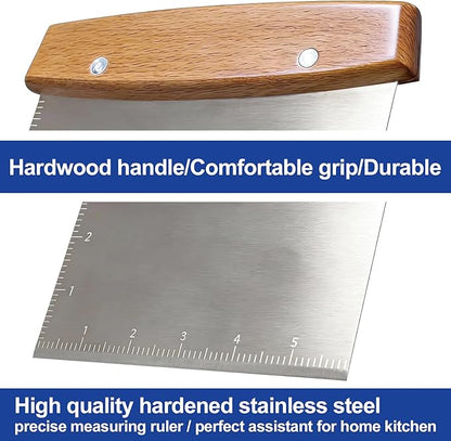 Professional Dough Cutter & Bench Scraper - Ultimate Dough Scraper Tool with Stainless Steel Blade & Wood Handle (2) - Image 3