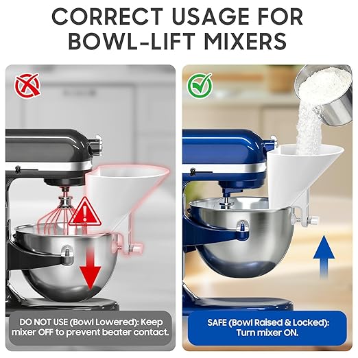 KingofKings Funnel for Kitchen Aid Accessories and Attachments, Flour Funnels for Kitchenaid Mixer Attachments, Wide Mouth Pouring Chute Baking Supplies for Cake, Mother Day Gift for Women, Mom - Image 6