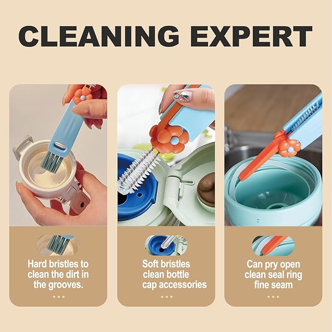 3 in 1 Cup Lid Gap Cleaning Brush Set, Bottle Cleaning Brush Multifunctional Bottle Cleaner Brush Home Kitchen Cleaning Tools, 6PCS