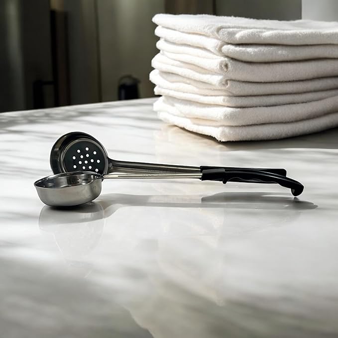 6 Ounce Slotted Stainless Steel Portion Control Ladle Spoon for Measuring and Serving; Commercial Grade Serving Scoops [Pack of 12] - Image 8