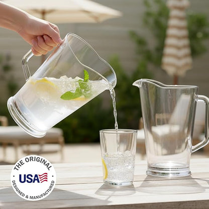 US Acrylic 64oz Bistro Clear Pitcher | Set of 2 Beer Pitchers | Reusable, BPA-free, Made in the USA, Indoor and Outdoor Pitcher Set for Water, Lemonade, Juice, Soda Pop, and Beer - Image 2