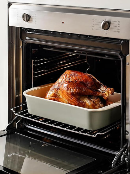 LE TAUCI Deep Casserole Dishes for Oven, 13.7”x9.6” Ceramic Baking Dish Set with Roasting Racks, Large Lasagna Pans with Handles, Rectangular Bakeware as Gift for Mom, Oatmeal Greige (4.6QT/3.0QT/1.6QT), Set of 3 - Image 7
