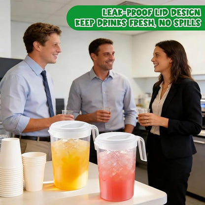 6 Pcs 4 Quart / 1 Gallon Plastic Pitchers with Lids Iced Tea Pitchers Drink Container with Twist Cover Tea Jug for Fridge Water Juice and Fridge Storage, Dishwasher and Freezer Safe