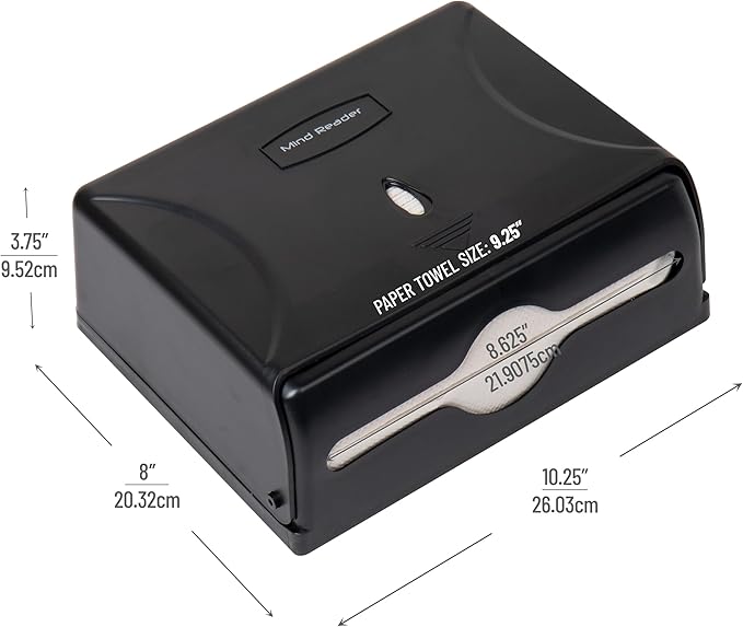 Mind Reader Paper Towel Dispenser, Tri-Fold Towel Holder, Restroom, Wall Mount, Bathroom, Black - Image 3