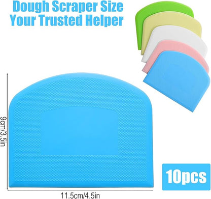 10 Pcs Plastic Bench Scraper for Baking - Bowl Dough Scraper for Bread Cutter - Multifunctional Kitchen food Scrapers Tool with Curved Edge, Cake Baking, Fondant Icing Smoother - Image 2