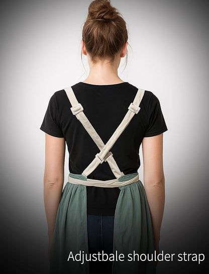 Pinknoke Vintage Pinafore Apron Dress for Women with Pockets Cute Floral Chef Aprons for Kitchen Cooking Baking Gardening - Image 8