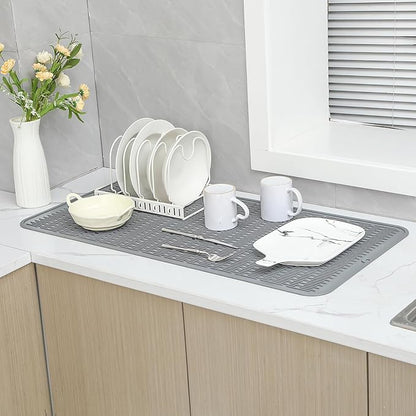 MicoYang Silicone Dish Drying Mat for Multiple Usage,Easy clean,Eco-friendly,Heat-resistant Silicone Mat for Kitchen Counter or Sink,Refrigerator or Drawer Liner Grey 5XL 36inches x 18inches - Image 5