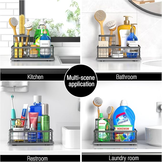 Kitchen Sink Caddy Organizer, [Stay-Dry Anywhere & No Drainage Needed] Sponge Holder for Kitchen Sink Countertop,Stainless Steel with Rust-Resistant Coating-10.24" L x 6.5" W x 5.83" H - Image 7