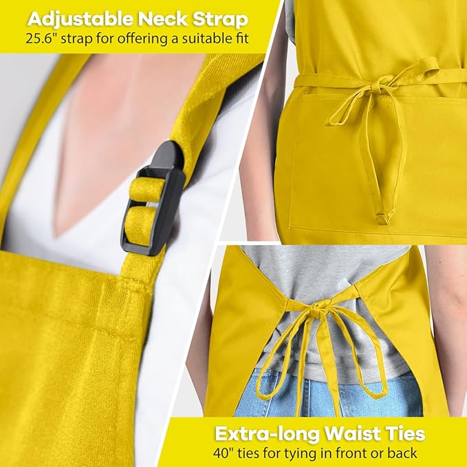 ROTANET Extra Large Apron for Men Adjustable Bib Aprons with 2 Pockets Cooking Kitchen Women Chef Water & Oil Resistant - Image 5