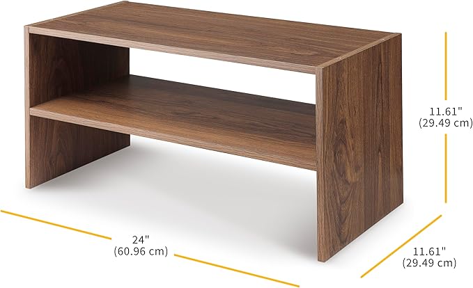 Whitmor Wood Stackable 2-Shelf Shoe Rack, Walnut, 24 inches - Image 3