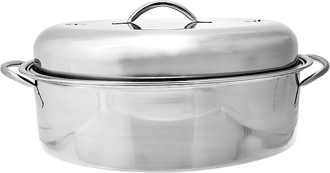 Fox Run Oval Roaster Set, Stainless Steel, 10-Quart