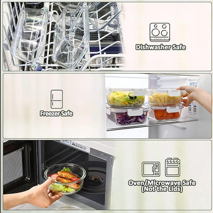 M MCIRCO 10-Pack 22 Oz Glass Meal Prep Containers with Lids - Microwave, Oven, Freezer & Dishwasher Safe - White - Image 4