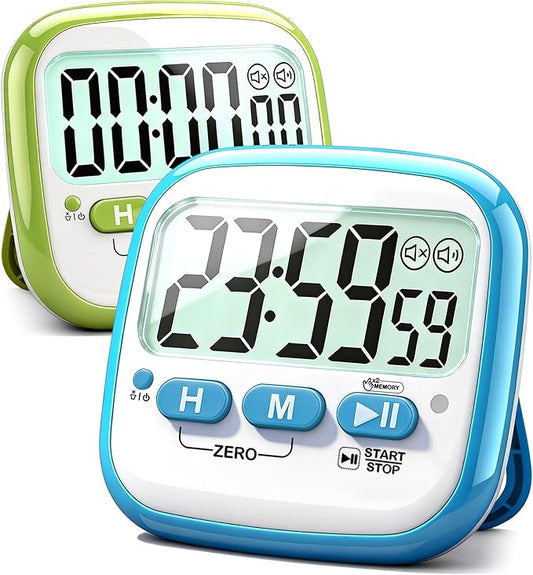 Antonki 2 Pack Classroom Timers for Kids Teachers, Magnetic Countdown Digital Kitchen Timer for Cooking, Study, Exercise, Games, Time Mangement - Loud/Silent Mode - Battery Included by Antonki