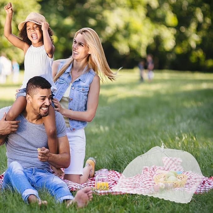 4 Pack Large Mesh Food Covers 17" x 17", Tall White Nylon Food Tents, Collapsible Pop-Up Food Cover Umbrellas for Camping, Picnics, BBQ, Parties, Plant, Flower, Fruit Cover - Image 8