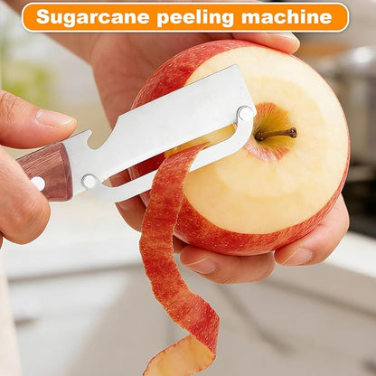 Multi-Functional Vegetable Peeler with Wooden Handle, Stainless Steel Thick & Thin Skin Fruit Peeler with Bottle Opener, Not for Left-Handed Users, Practical Kitchen Tool for Apple Potato - Image 5