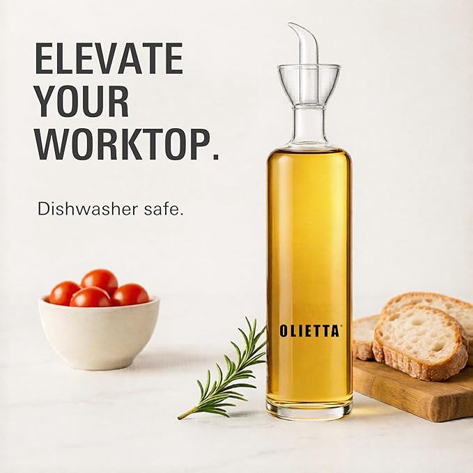 Olietta Olive Oil Dispenser Bottle Borosilicate Glass - 4.2 oz 125ml Non Drip Dispenser - Leak Proof Pourer Vinegar Drizzler Cruet - Easy Clean Drip Free Bottles for Kitchen - Image 5
