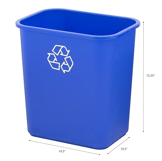 United Solutions 7 Gallon / 28 Quart Space Saving Recycling Bin, Fits Under Desk and Small, Narrow Spaces in Commercial, Kitchen, Home Office, and Dorm, Easy to Clean, (Pack of 2), Recycle Blue - Image 2