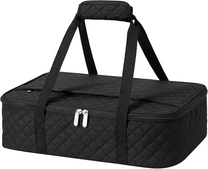 Insulated Casserole Carrier Portable Food Tote for Hot or Cold – Fits 9"x13" Baking Dish, Lasagna Holder for Parties, Picnic, Travel, Beach - Black
