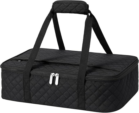 Insulated Casserole Carrier Portable Food Tote for Hot or Cold – Fits 9"x13" Baking Dish, Lasagna Holder for Parties, Picnic, Travel, Beach - Black