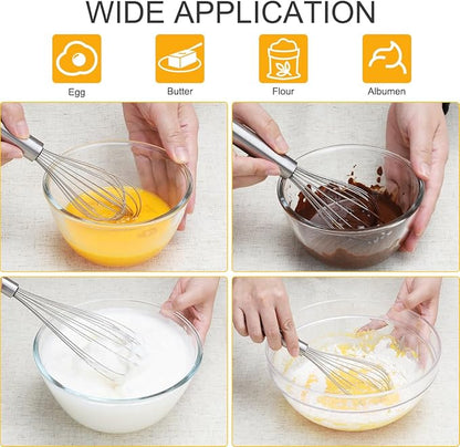 HOTEC 4 Pieces Stainless Steel Whisks Set Wire Whisk Balloon Whisk Egg Beater Kitchen Utensils for Stirring, Beating, Blending - Image 3