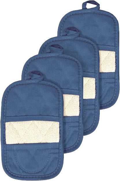 RITZ Premium Pot Holders & Heating Pads (4-Pack), 8.5" x 5.5", Heat Resistant, 100% Cotton Terry-Looped Pocket, Kitchen and Barbeque, Federal Blue by Ritz+Foodservice