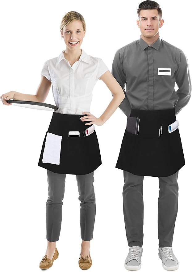 Utopia Wear 12 Pack Server Aprons with 3 Pockets, Waiter and Waitress Waist Aprons for Women with Pockets, Men Short Aprons - Image 2