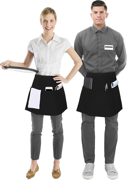 Utopia Wear 12 Pack Server Aprons with 3 Pockets, Waiter and Waitress Waist Aprons for Women with Pockets, Men Short Aprons - Image 2