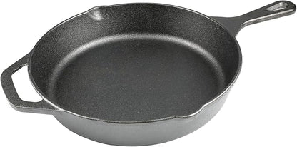 10 Inch Cast Iron Skillet, Pre-Seasoned Frying Pan for Oven, Stovetop, Grill & Campfire, Durable, Non-Toxic, Even-Heating Cookware, Black by isheTao