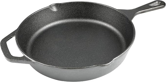10 Inch Cast Iron Skillet, Pre-Seasoned Frying Pan for Oven, Stovetop, Grill & Campfire, Durable, Non-Toxic, Even-Heating Cookware, Black by isheTao