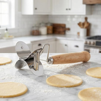 STOBAZA Dumpling Wrappers Cutter for Making Dumpling, Pastry Rolling Dough Ravioli Cutter with Wooden Handle Kitchen Tool for Calzone, Empanada, Pierogi